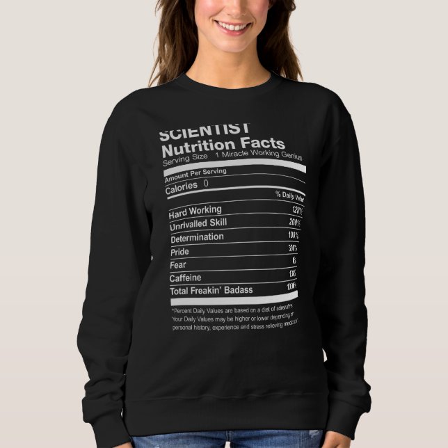 Scientist Nutrition Facts Funny T Shirt (Framsida)
