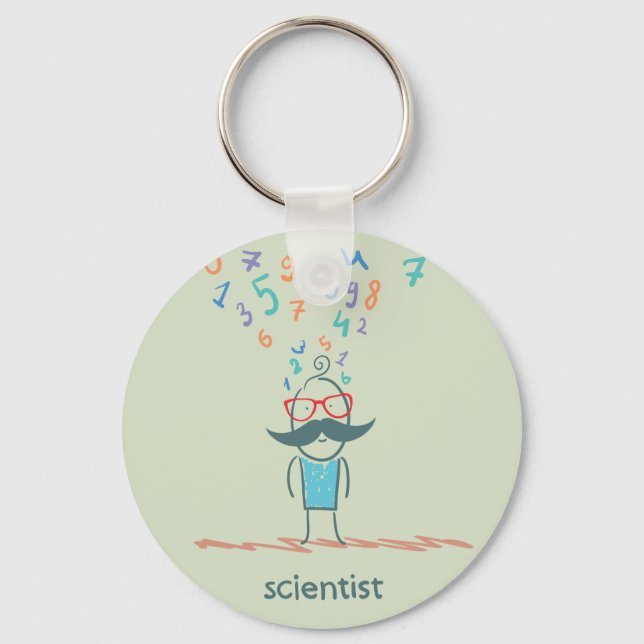Scientist Thinking Keychain Nyckelring (Framsida)