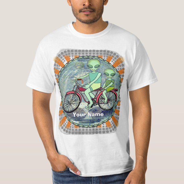 Scifi Alien Cykel  T Shirt (Framsida)