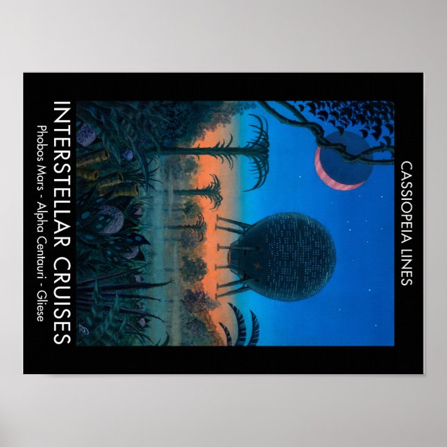 SciFi Art Cassiopeia Linjer Interstellar Cruises Poster (Framsidan)