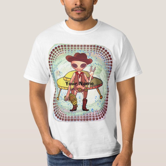 Scifi Cowboyutomjording T Shirt (Framsida)