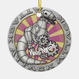 Scifi dinosaur robot julgransprydnad keramik