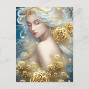 SciFi Exquisite Delikate Guld Intricate Ro Fema Vykort
