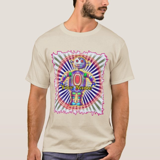 Scifi rainbow robot t shirt (Framsida)