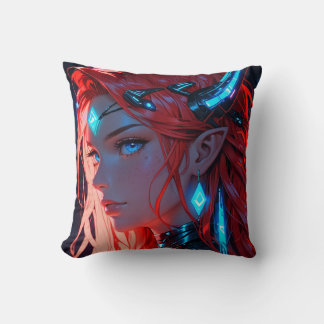 Scifi Red Hair Anime Girl Kudde