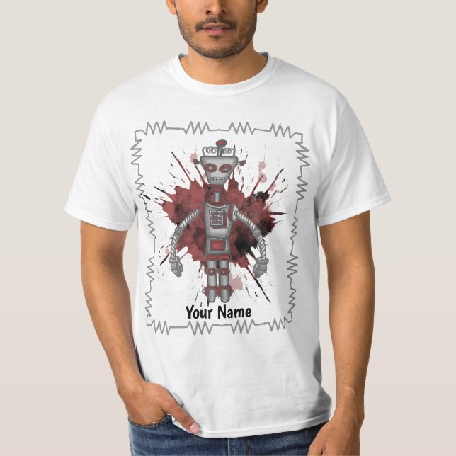 Scifi robot två t shirt (Framsida)