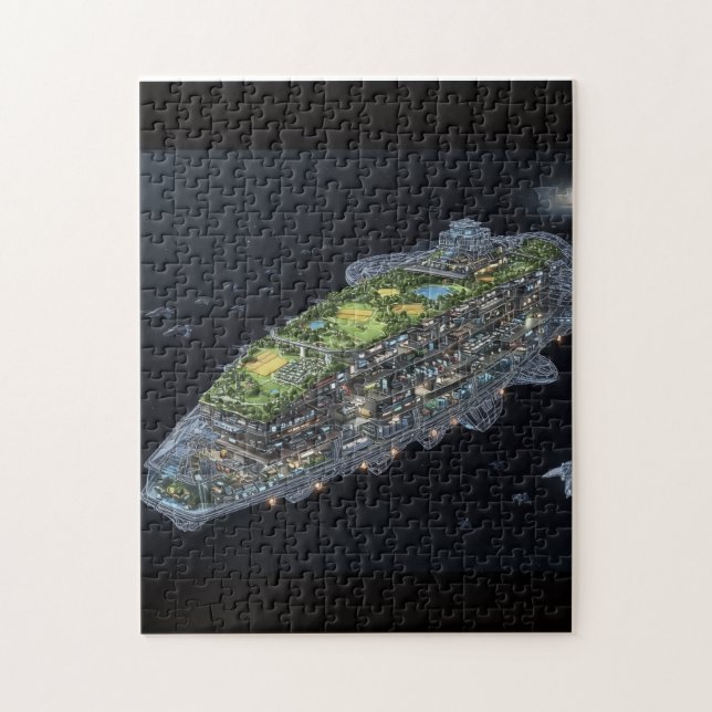 Scifi Space Cruiser Insida Art Pussel (Vertikal)