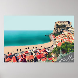 Scilla Pastel Blue Beach Scene Poster