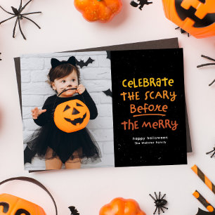Scin innan det söta Halloween-fotot Julkort