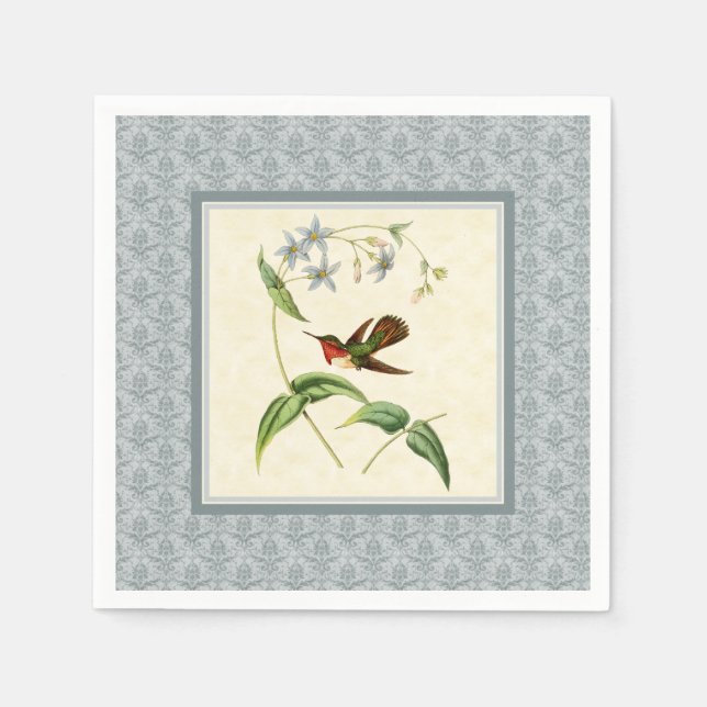 Scintillant Hummingbird Blue Papper Napkins Pappersservett (Framsidan)