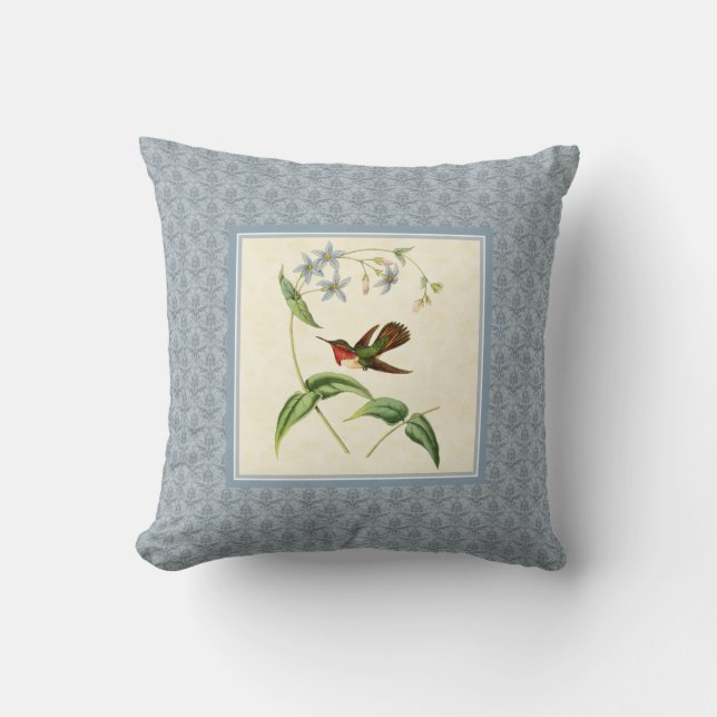 Scintillant Hummingbird Damask Pillow Kudde (Framsida)