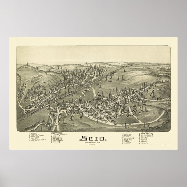 Scio, OH Panoramic Karta - 1899a Poster (Framsidan)