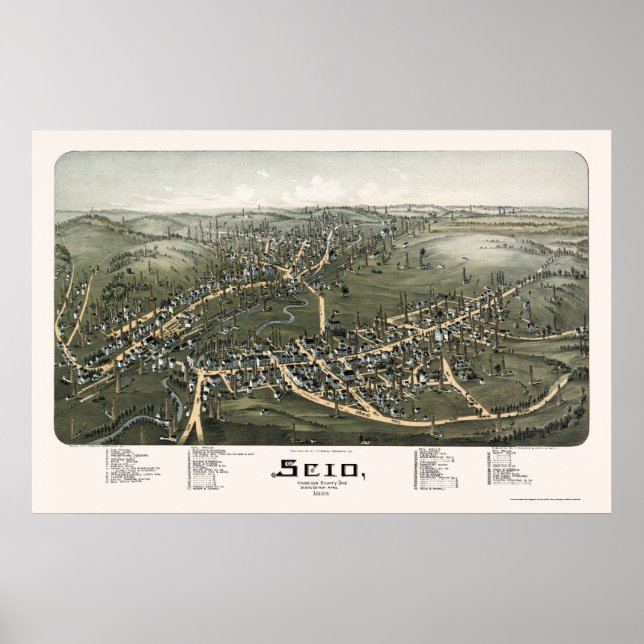 Scio, OH Panoramic Karta - 1899b Poster (Framsidan)