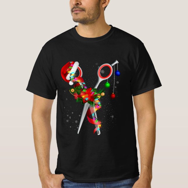 Scissor Hairstylist Santa jul Hair Stylist H T Shirt (Framsida)