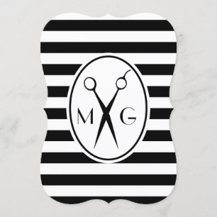 Scissor Monogram Initialer Hair Stylist Barber Sho Inbjudningar