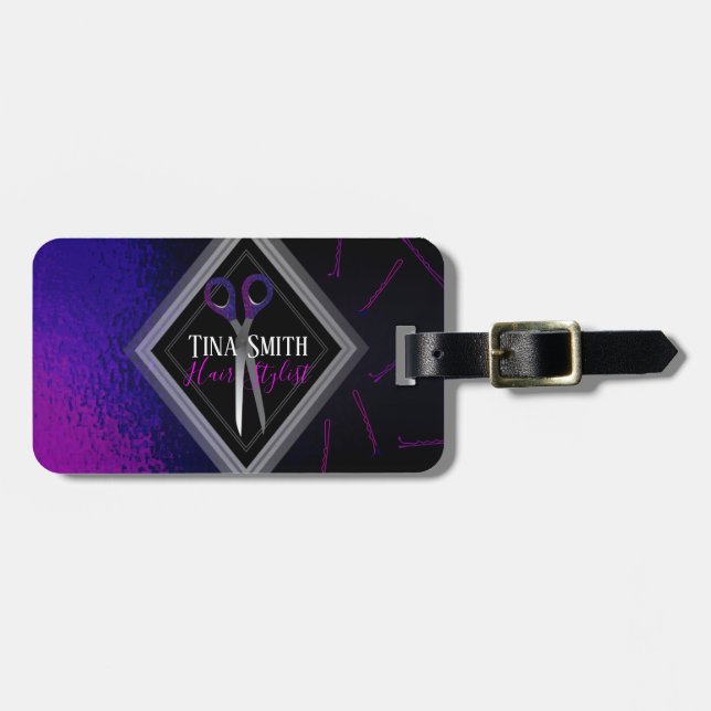 scissor purpurfärgade rosor för hårstylist bagagebricka (Horisontell Framsida)