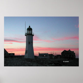 Scituate Light med Rosa Clouds Poster