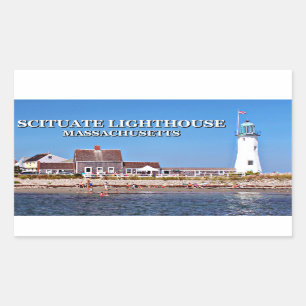Scituate Lighthouse, Massachusetts Rektangulärt Klistermärke
