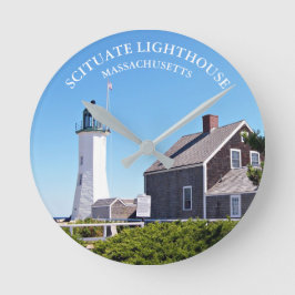 Scituate Lighthouse Massachusetts Wall Clock Rund Klocka