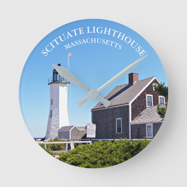 Scituate Lighthouse Massachusetts Wall Clock Rund Klocka (Framsida)