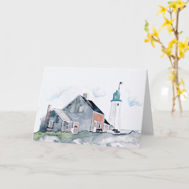 Scituate Lighthouse Notecard (Blank Inside) Kort (Gul blomma)