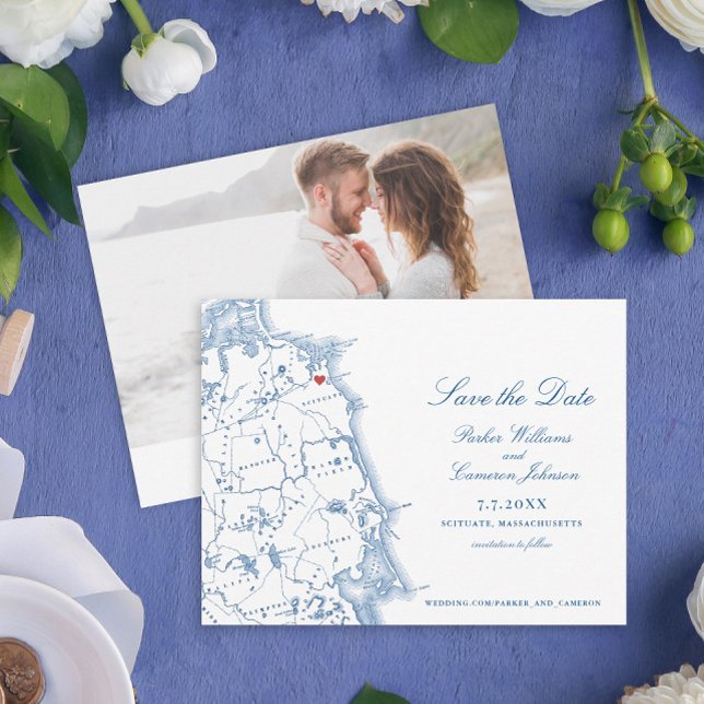Scituate Massachusetts Karta Elegant Navy Coastal Spara Datumet (These Scituate MA South Shore map save the dates are perfect for your coastal destination wedding)