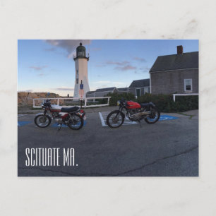 Scituate Massachusetts Lighthouse & Moto Postcard Vykort
