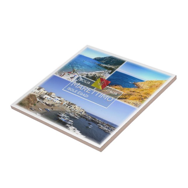 SCL008 MARETTIMO ISLAND, Mosaic, Sicilien Kakelplatta (Sidan)