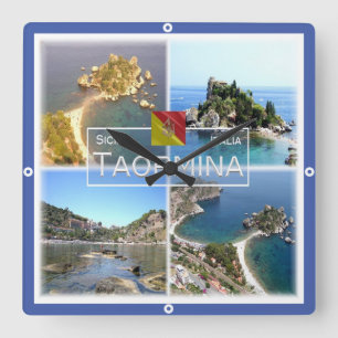 SCL017 TAORMINA Isola Bella, Mosaic, Sicilien Fyrkantig Klocka