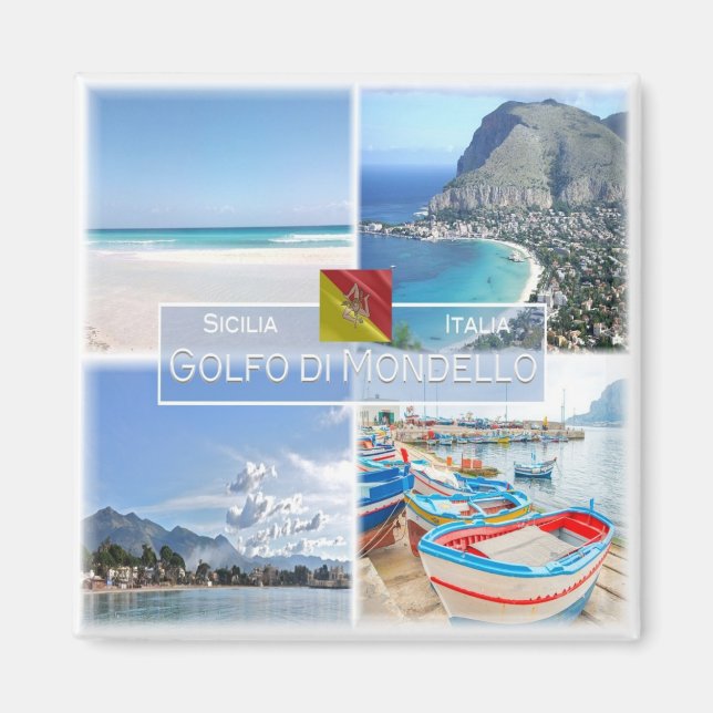 SCL018 MONDELLO BUKT, Mosaic, Sicilien, Fridge Magnet (Framsidan)