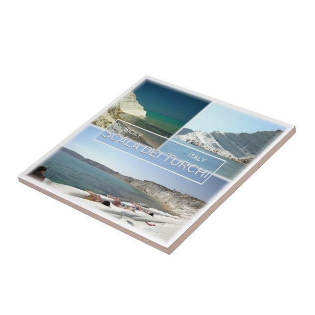 SCL022 SCALA DEI TURCHI, Mosaic, Sicilien Kakelplatta (Sidan)