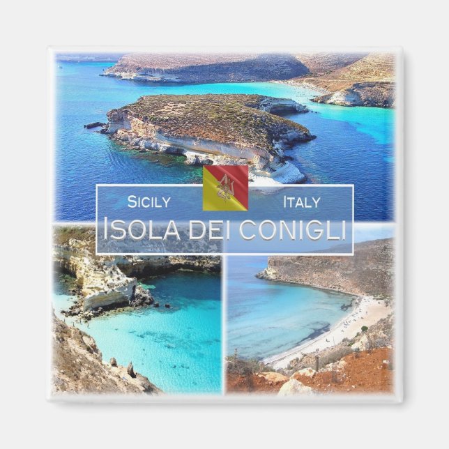 SCL027 ISOLA DEI CONIGLI, Mosaic, Sicilien, Fridge Magnet (Framsidan)