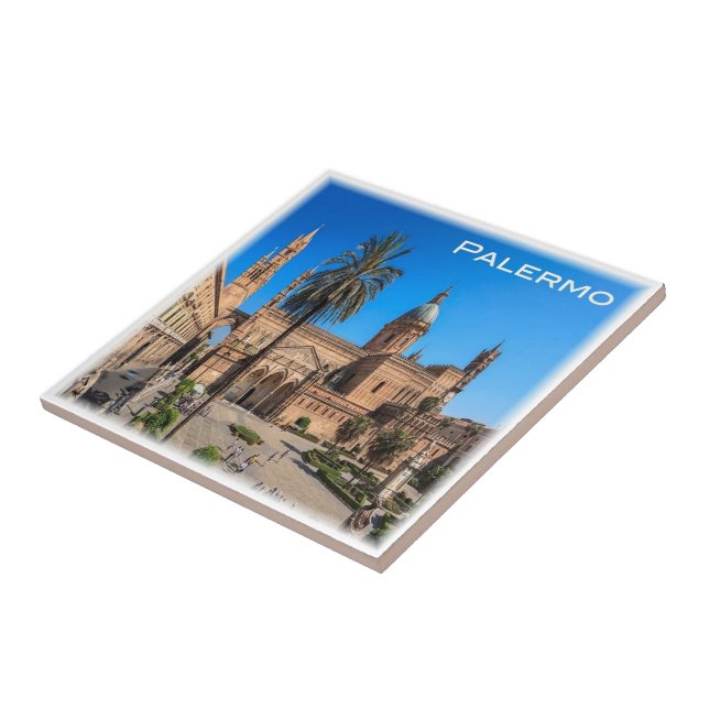 SCL030 PALERMO, Panorama, Sicilien, Italien Kakelplatta (Sidan)