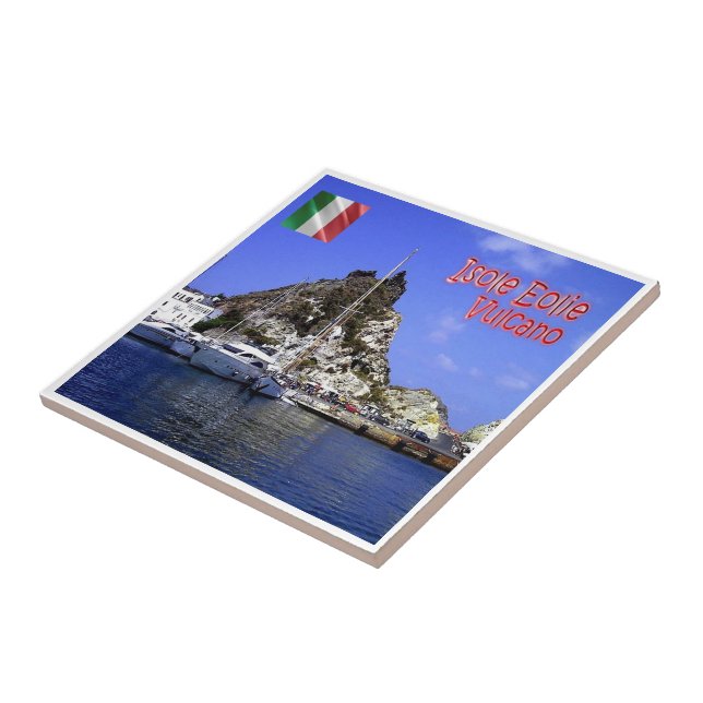 SCL035 AEOLISKA ÖARNA, Volcano, Sicilien. Kakelplatta (Sidan)