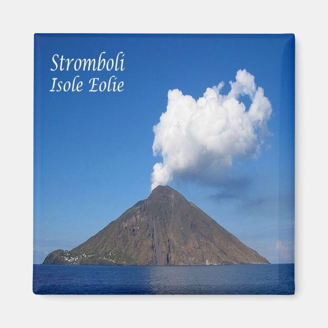 SCL036 STROMBOLI, Sicilien, Italien, Fridge Magnet (Framsidan)