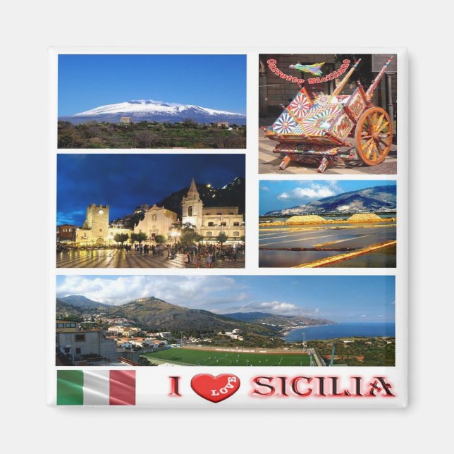 SCL053 SICILY I Kärlek, Mosaic, Italien, Fridge Magnet (Framsidan)