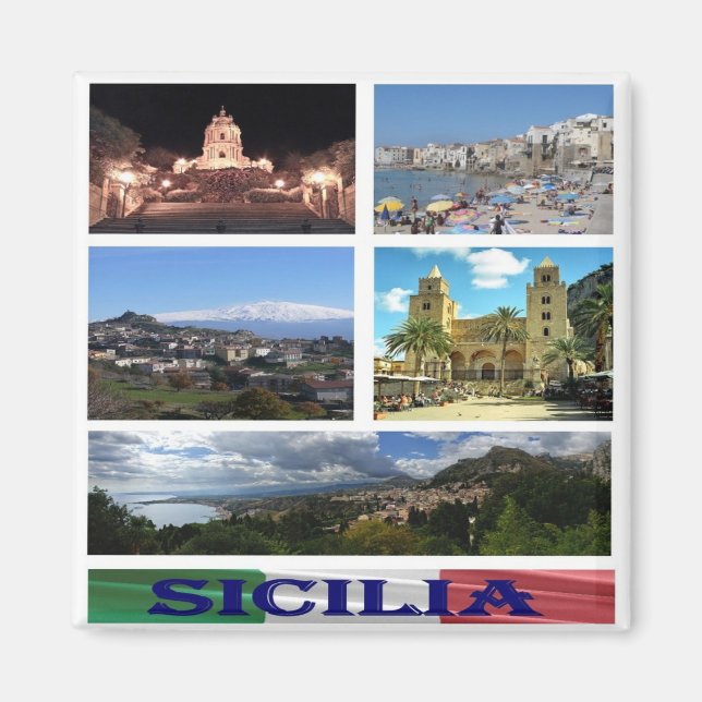 SCL054 SICILY - Mosaic - Italien - Fridge Magnet (Framsidan)