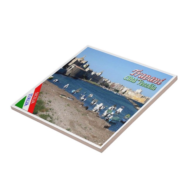 SCL057 TRAPANI, Old Town, Sicilien Kakelplatta (Sidan)
