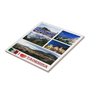 SCL059 TAORMINA, I Kärlek, Mosaic Sicilien Kakelplatta