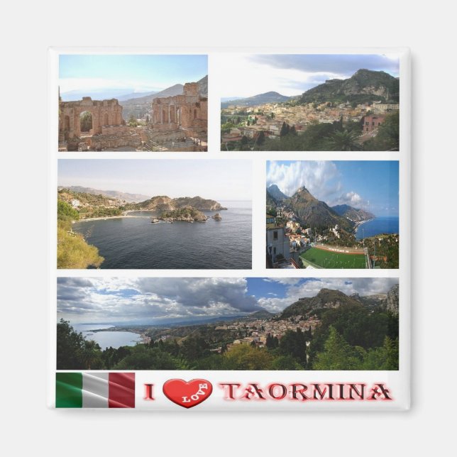 SCL062 TAORMINA I Kärlek - Mosaic - Sicilien - Fri Magnet (Framsidan)
