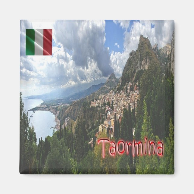SCL066 TAORMINA, Aerial View, Sicilien, Fridge Magnet (Framsidan)