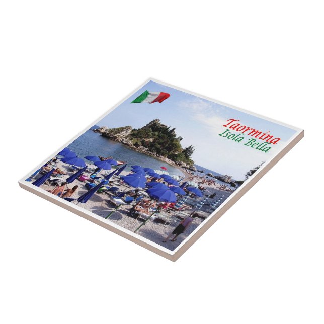 SCL067 TAORMINA, Isola Bella, Sicilien Kakelplatta (Sidan)