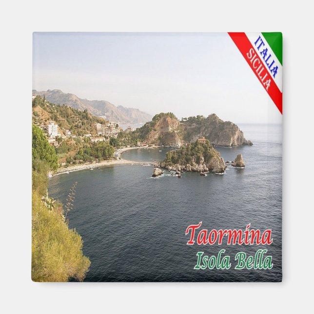 SCL068 TAORMINA, Isola Bella, Sicilien, Fridge Magnet (Framsidan)