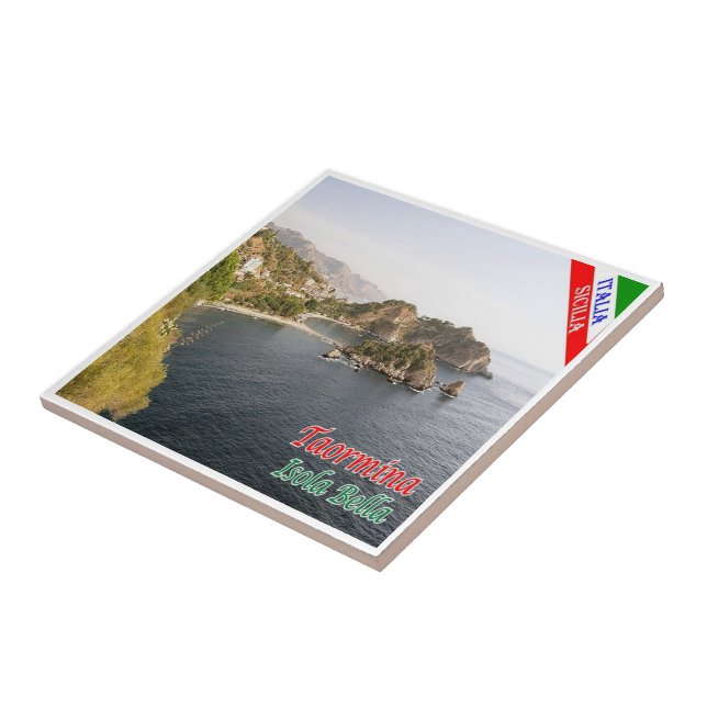 SCL068 TAORMINA, Isola Bella, Sicilien Kakelplatta (Sidan)