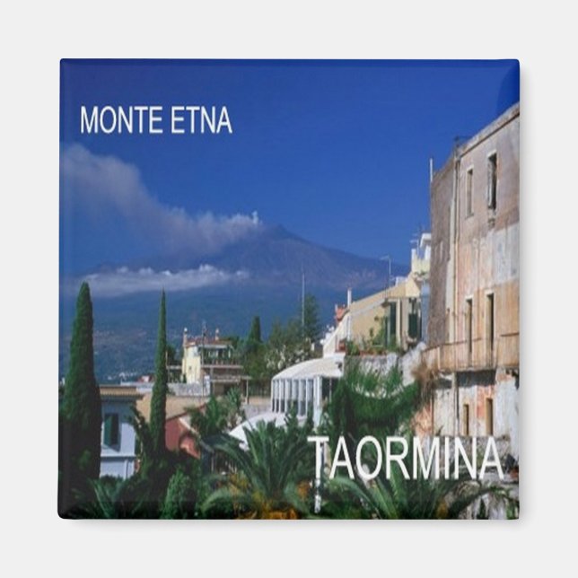 SCL069 TAORMINA, ETNA, Sicilien, Fridge Magnet (Framsidan)