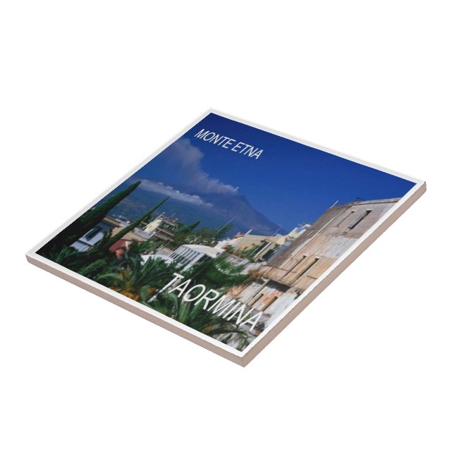 SCL069 TAORMINA, ETNA, Sicilien Kakelplatta (Sidan)