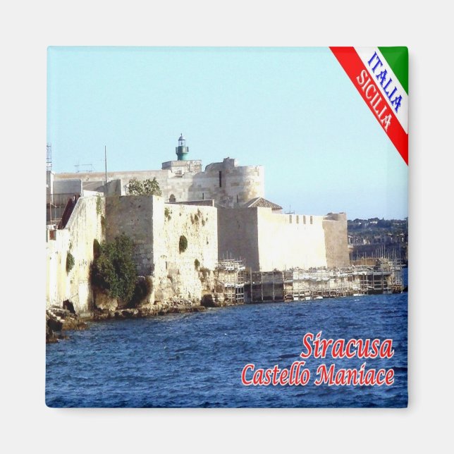 SCL070 SIRACUSA Castle Maniace, Sicilien, Fridge Magnet (Framsidan)