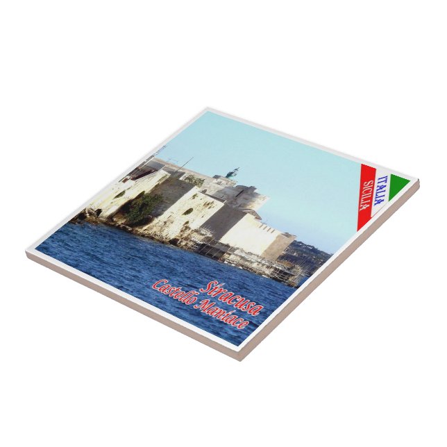 SCL070 SIRACUSA Castle Maniace, Sicilien Kakelplatta (Sidan)