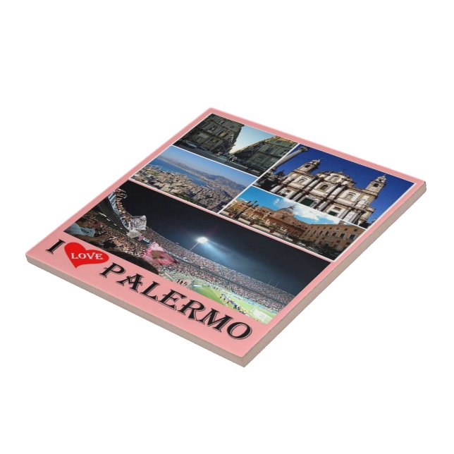SCL075 PALERMO, I Kärlek, Mosaic Sicily Kakelplatta (Sidan)