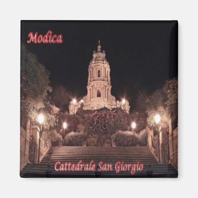 SCL077 MODICA, Saint George Cathedral, Fridge Magnet (Framsidan)